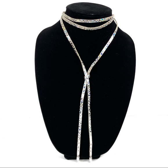 Free People Jewelry - Free People | Silver Reflective Snakeskin Lariat Choker